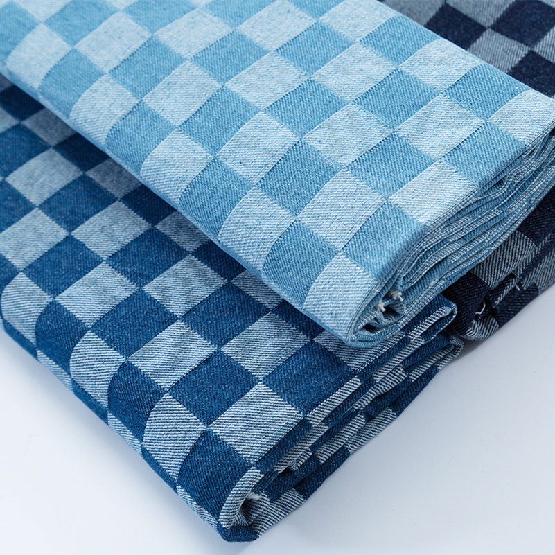Sewing By - Cotton Jacquard Denim Fabric Plaid No