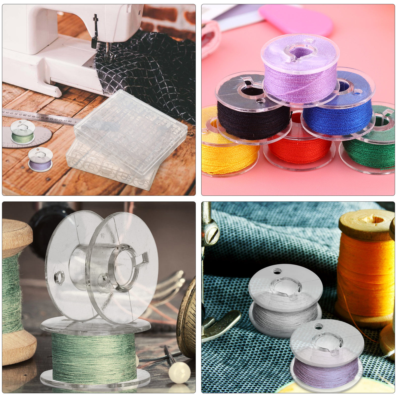 Thread Bobbins Empty - 1Set Portable Thread Bobbins Transparent Color