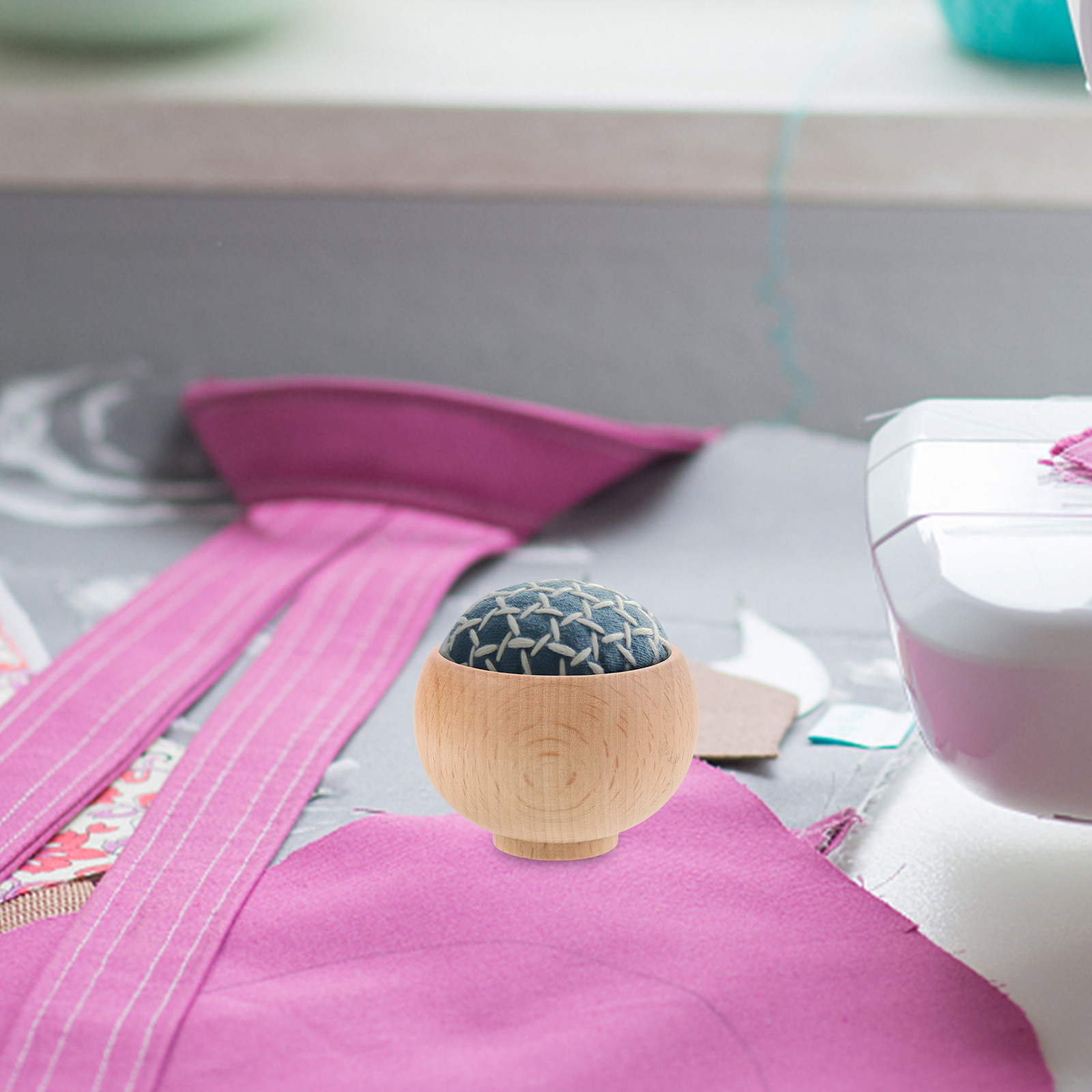 Sewing Pin Cushion - 4Pcs Minimalist Wooden Pincushion Bowl Natural