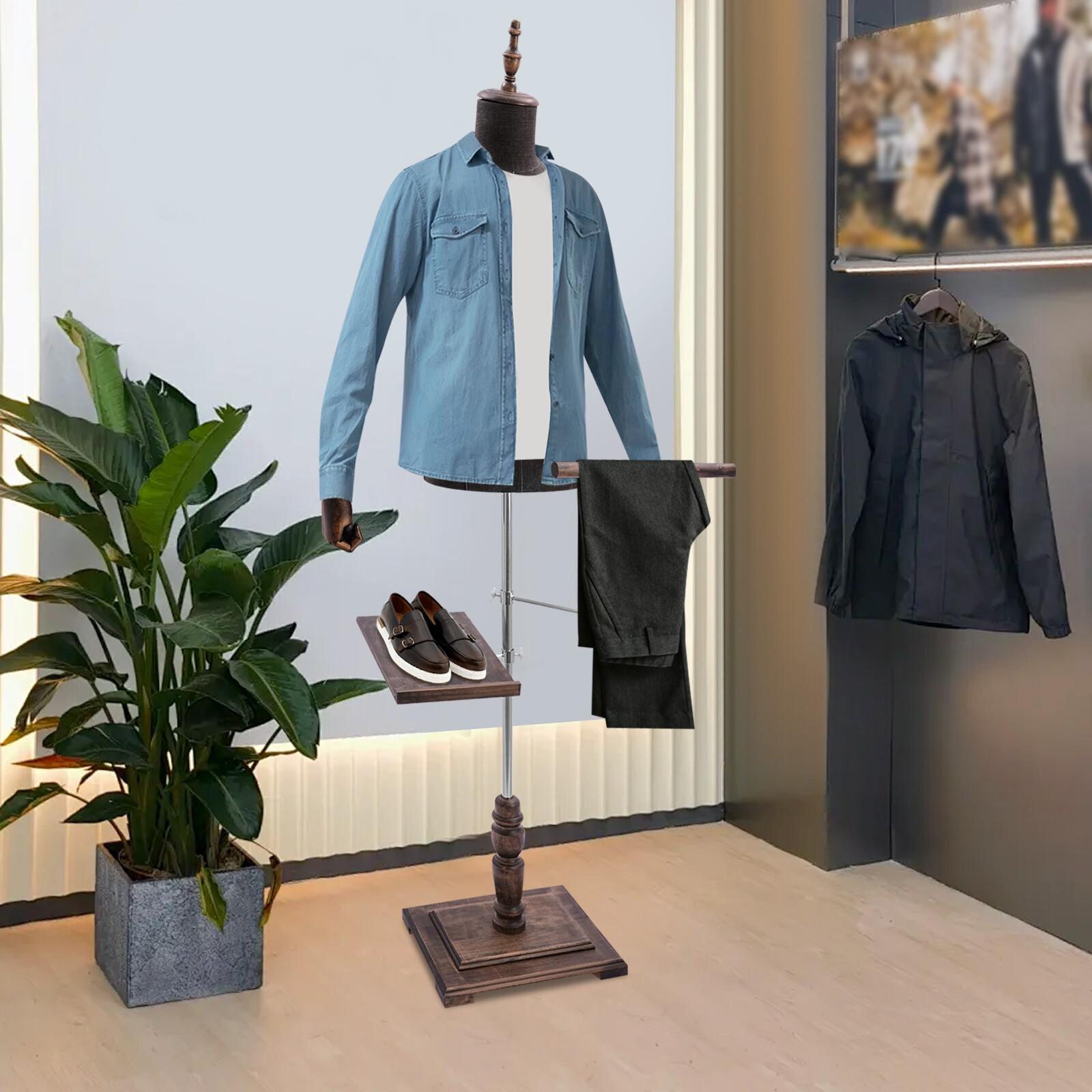 Dress Form Mannequin - Male Mannequin with Arms, Pants Rack