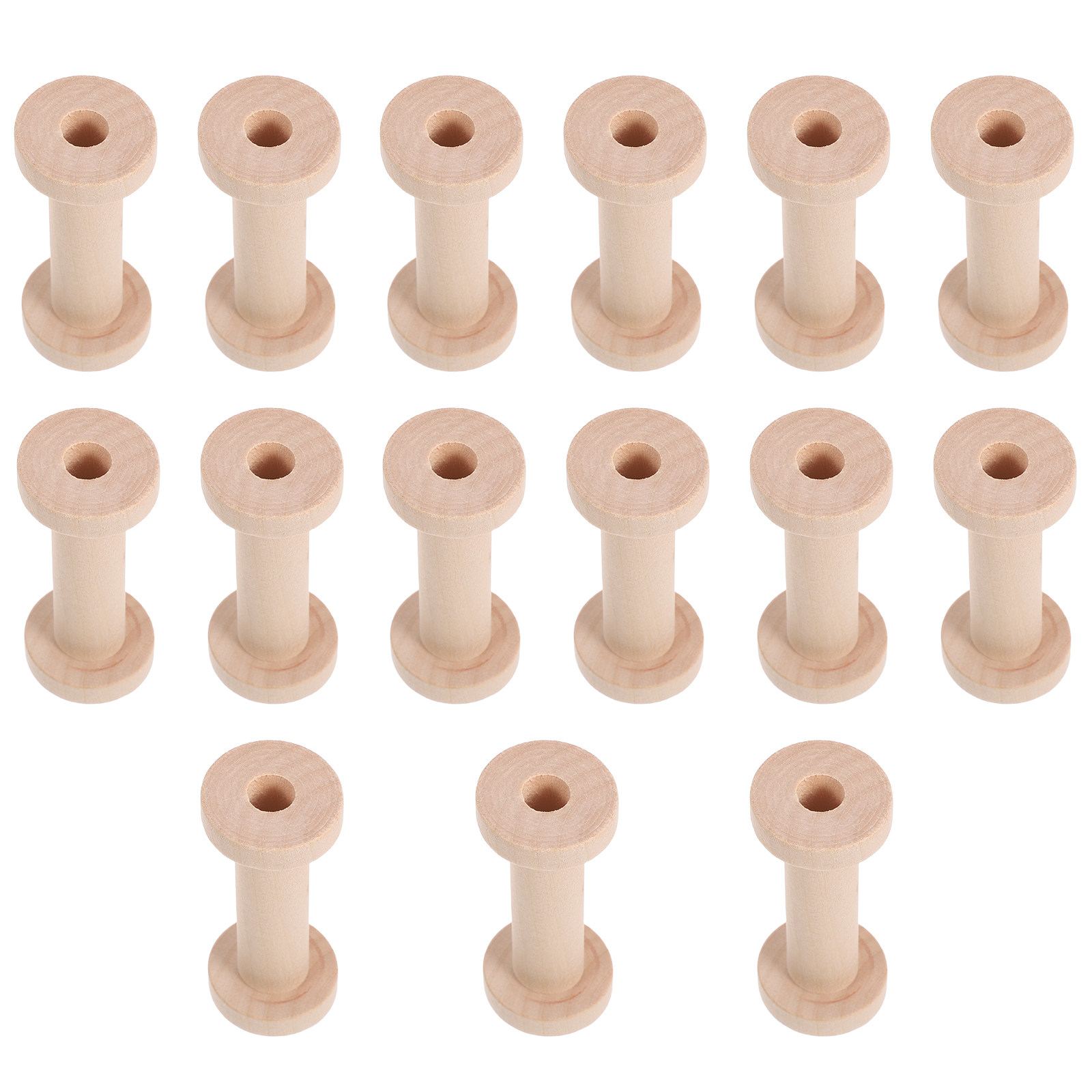 Thread Bobbins Empty - 15Pcs Natural Wood Spools Vintage Design