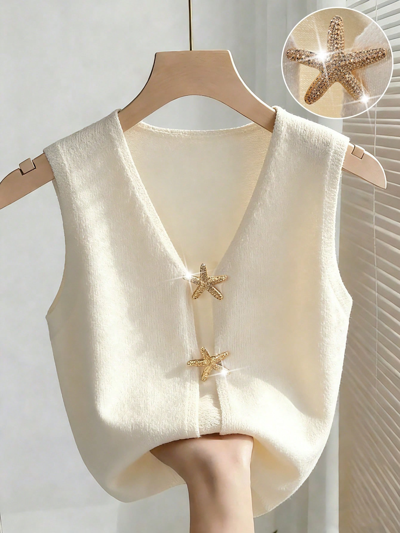Sewing Vest - Women's Knitted Vest Cardigan Deep V-Neck