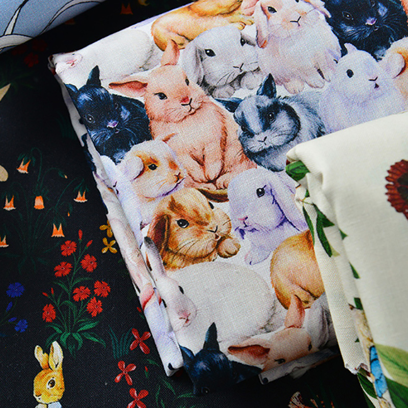 Rabbit Printed Fabric Cotton f - Sewing By reseña y precio