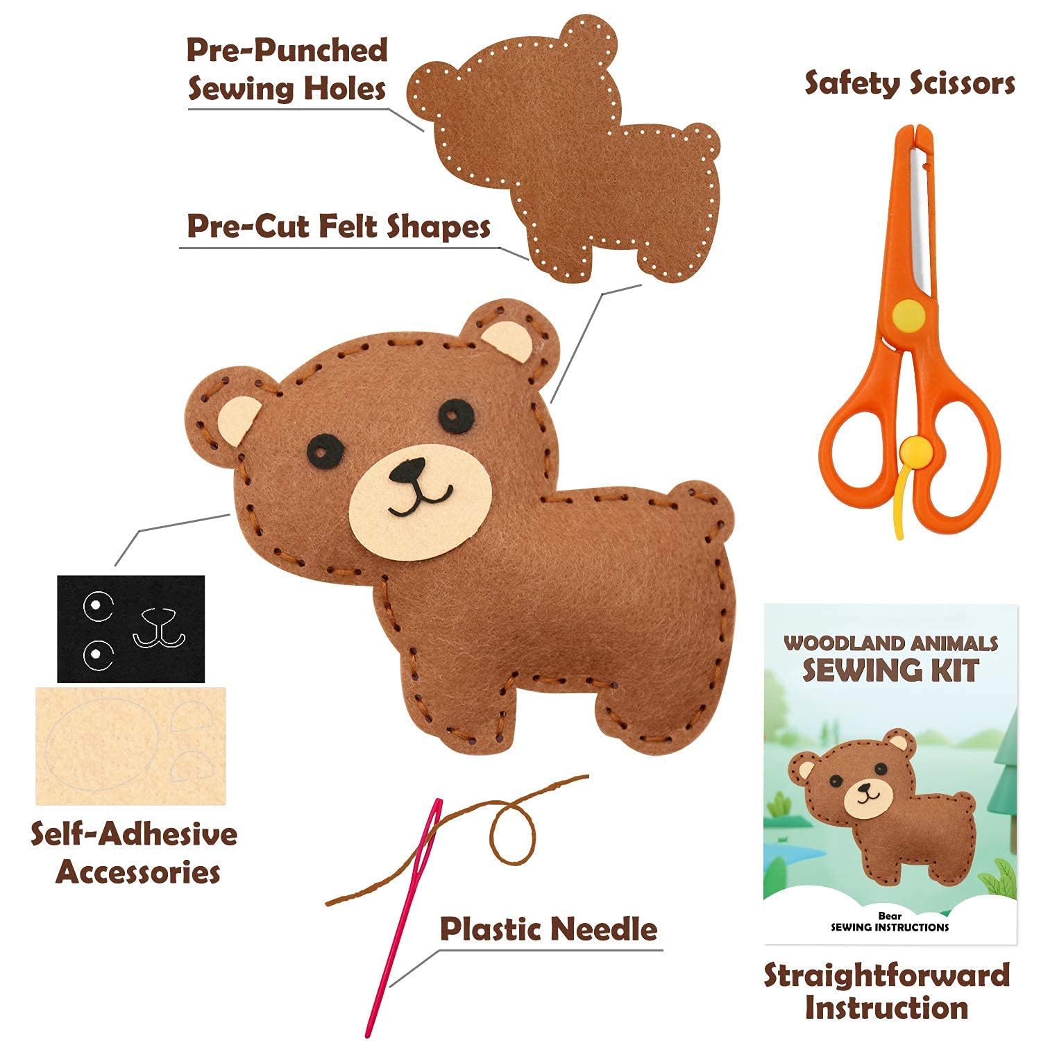 Sewing Kit for Kids Woodland A - Textile Sewing Kit reseña y precio