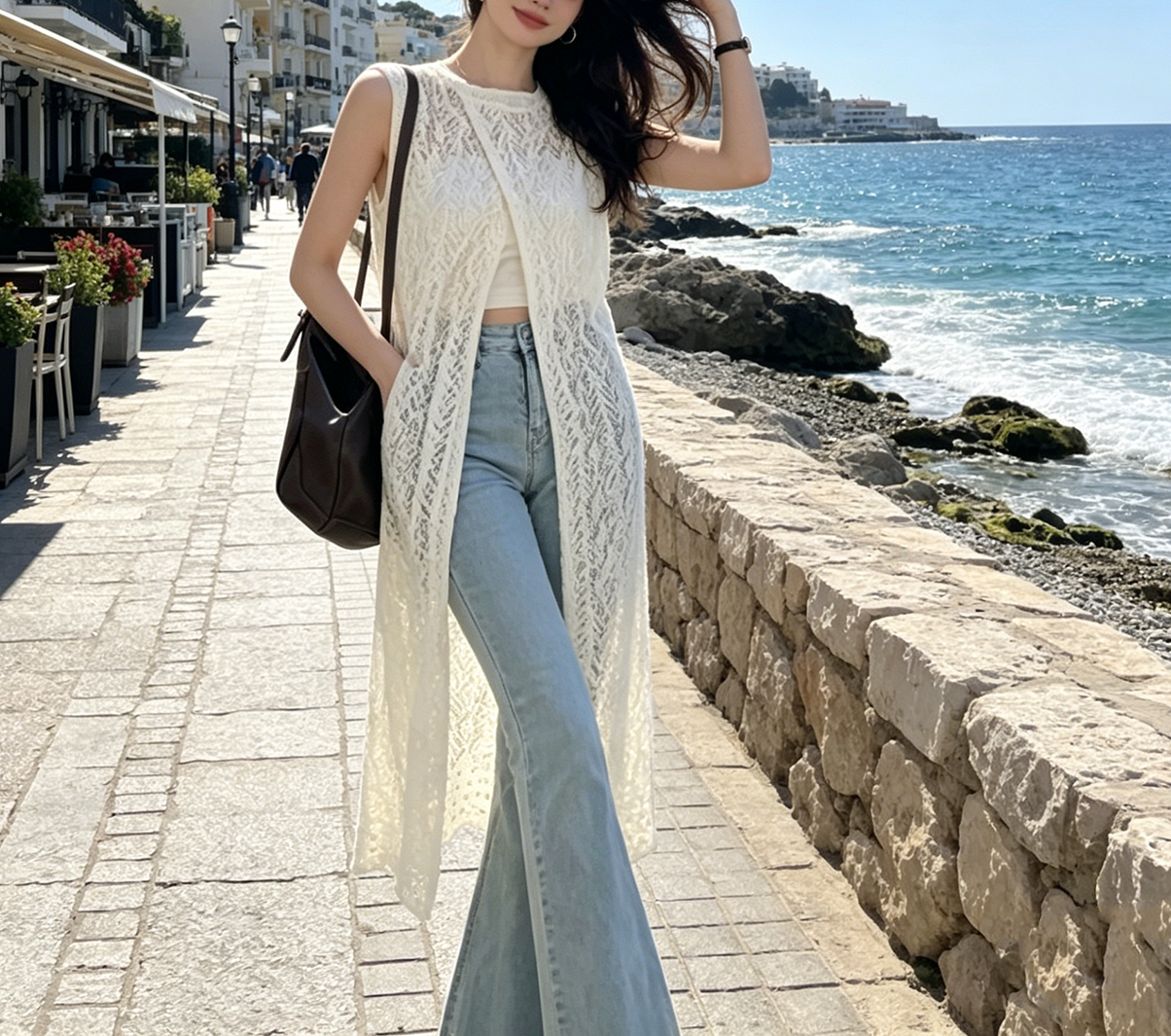 2026Boho Crochet Sleeveless Lo - Sewing Vest reseña y precio