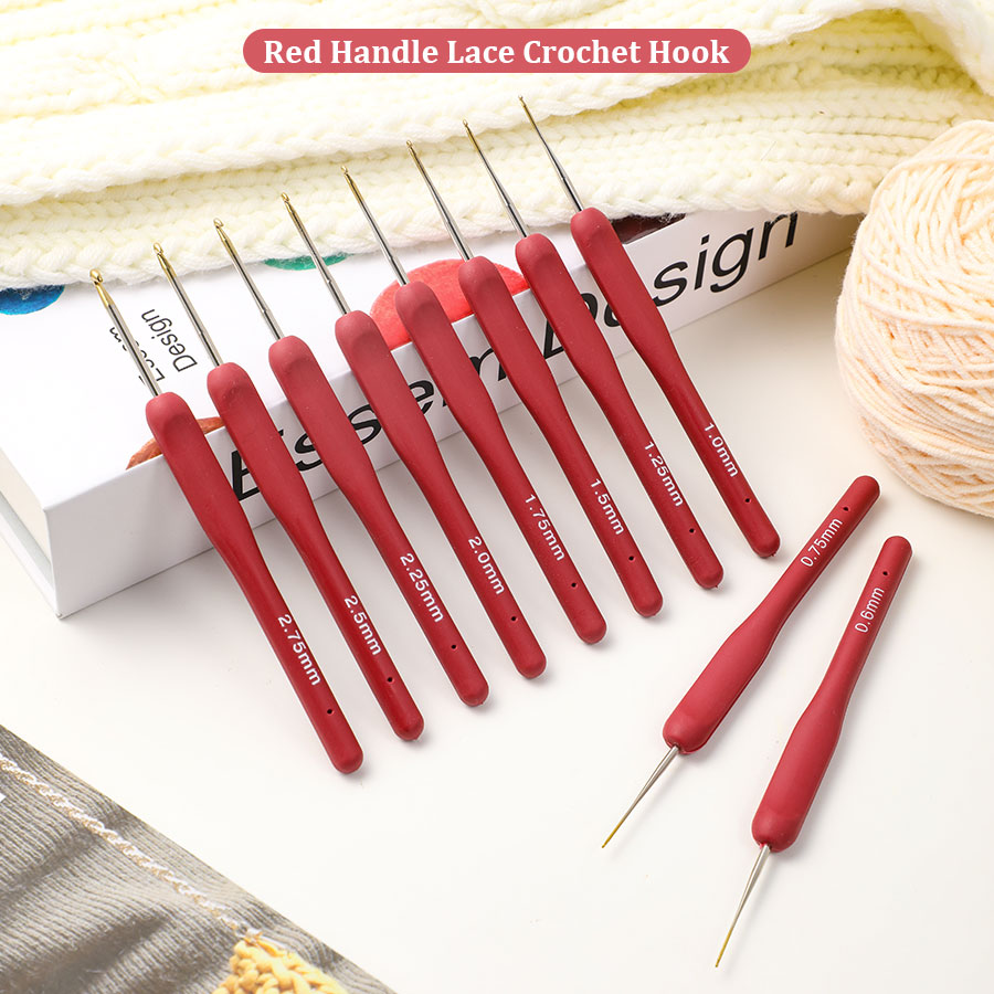 10pcs Red Crochet Set Kit Sili - Textile Sewing Kit reseña y precio