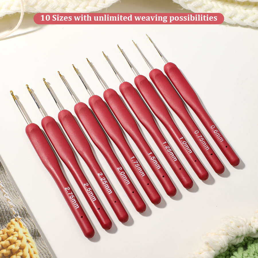 10pcs Red Crochet Set Kit Sili - Textile Sewing Kit reseña y precio