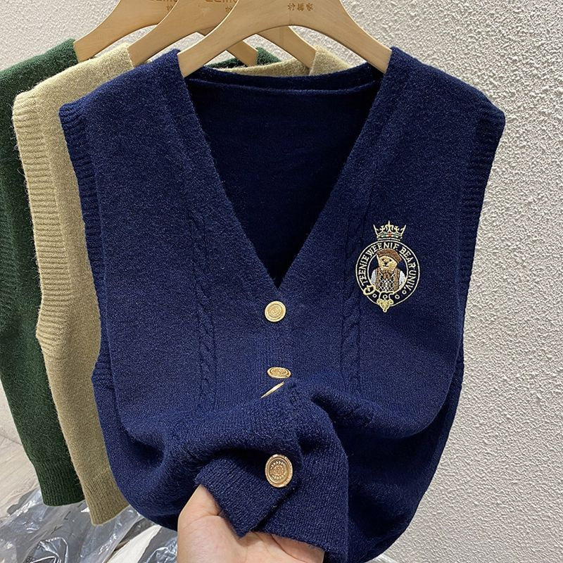 New Embroidered Bear Knitted L - Sewing Vest reseña y precio