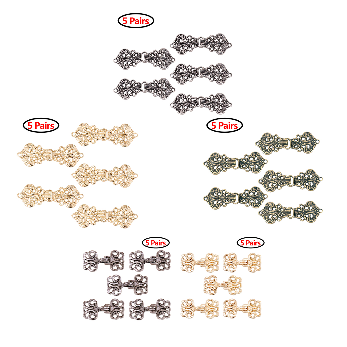 5 Pairs Decorative Buttons Swi - Hook Eye Fastener reseña y precio