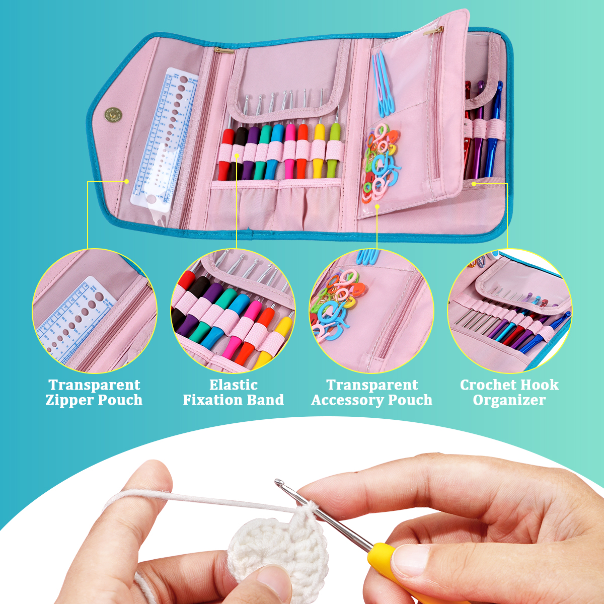 Portable Crochet Hooks Organiz - Textile Sewing Kit reseña y precio