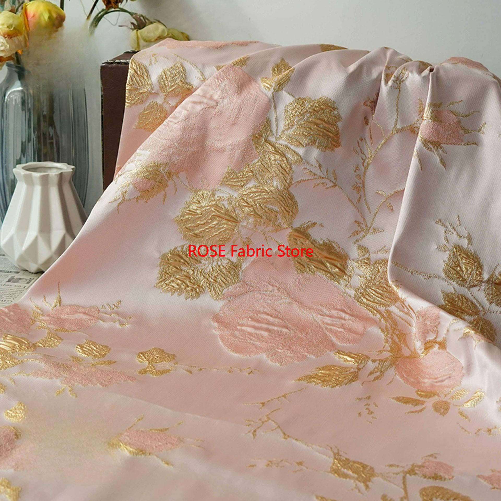 1 meter 3D Relief Gold Silk Fl - Sewing Vest reseña y precio