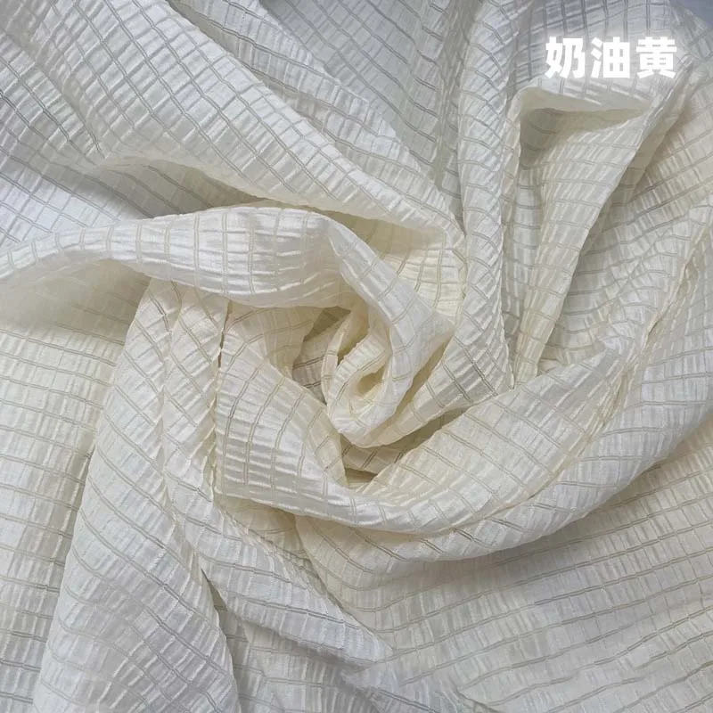 Cream Yellow Checkered Fabric  - Textile And Sewing Materials reseña y precio