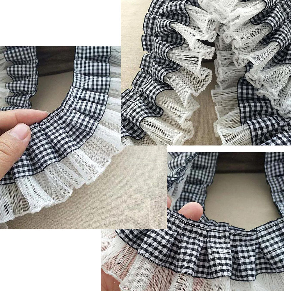 1 Yard 7CM Pleated Plaid Lace  - Textile And Sewing Supply reseña y precio