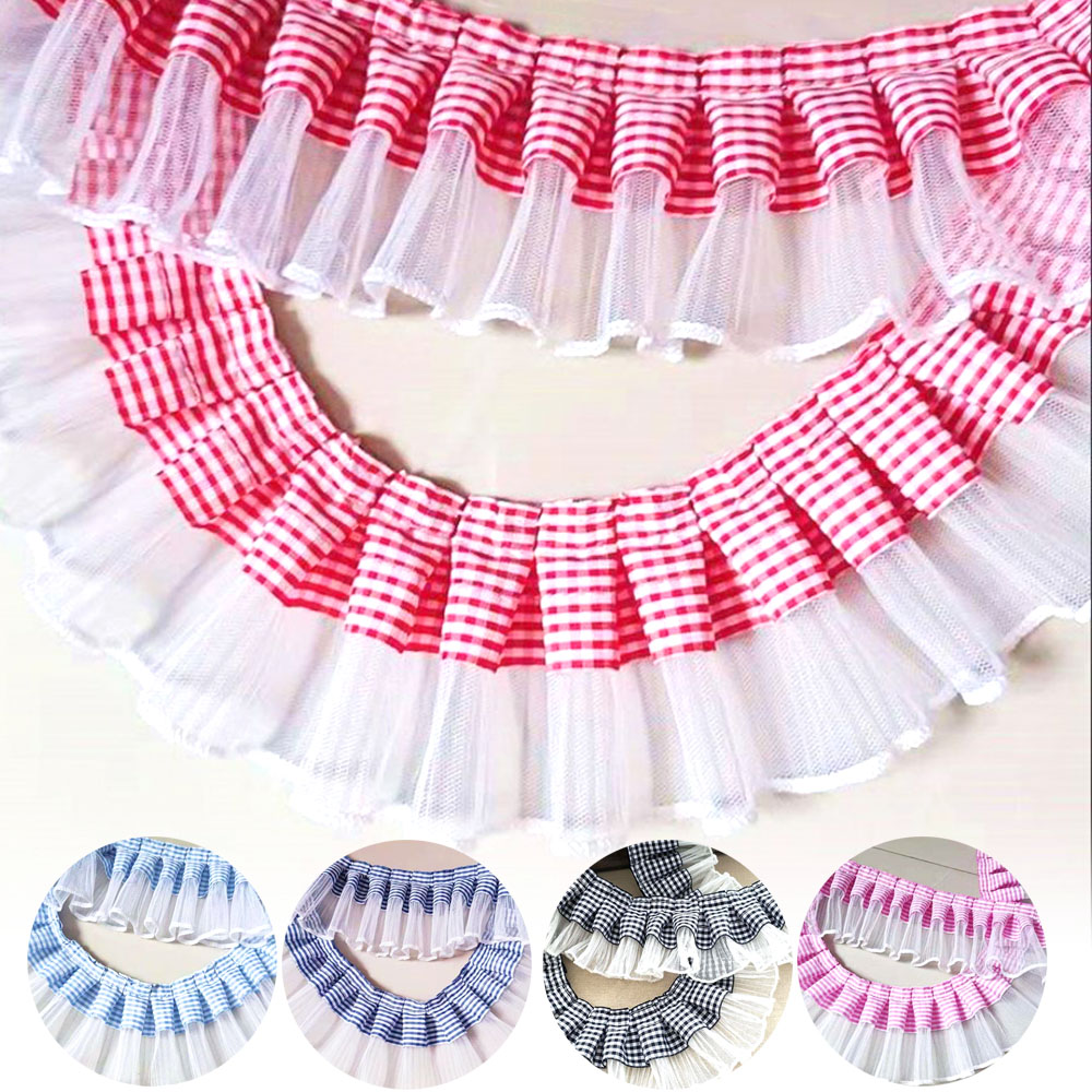1 Yard 7CM Pleated Plaid Lace  - Textile And Sewing Supply reseña y precio