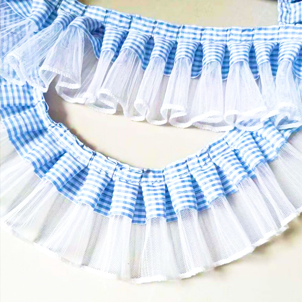 1 Yard 7CM Pleated Plaid Lace  - Textile And Sewing Supply reseña y precio