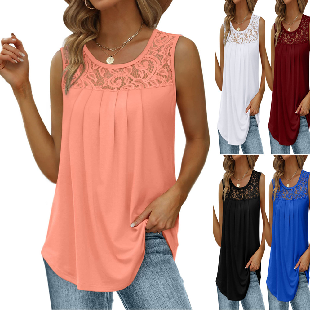 Women's Sleeveless Lace Patchw - Sewing Vest reseña y precio