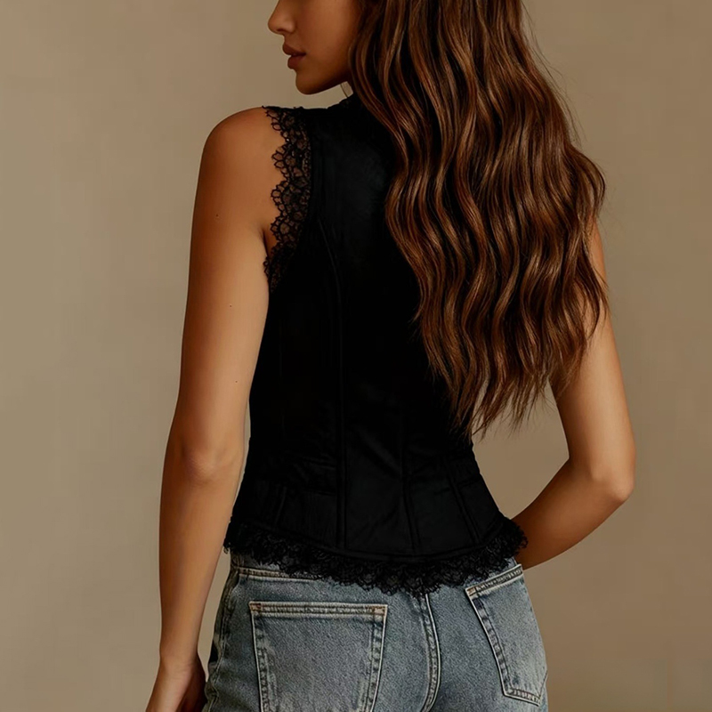 Jacken Damen V Deep Neck Lace  - Sewing Vest reseña y precio