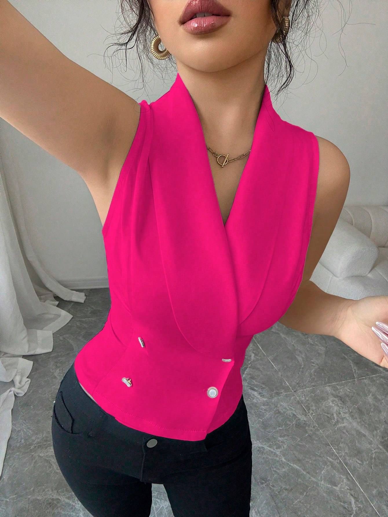 Women Blazer Vest Sleeveless D - Sewing Vest reseña y precio
