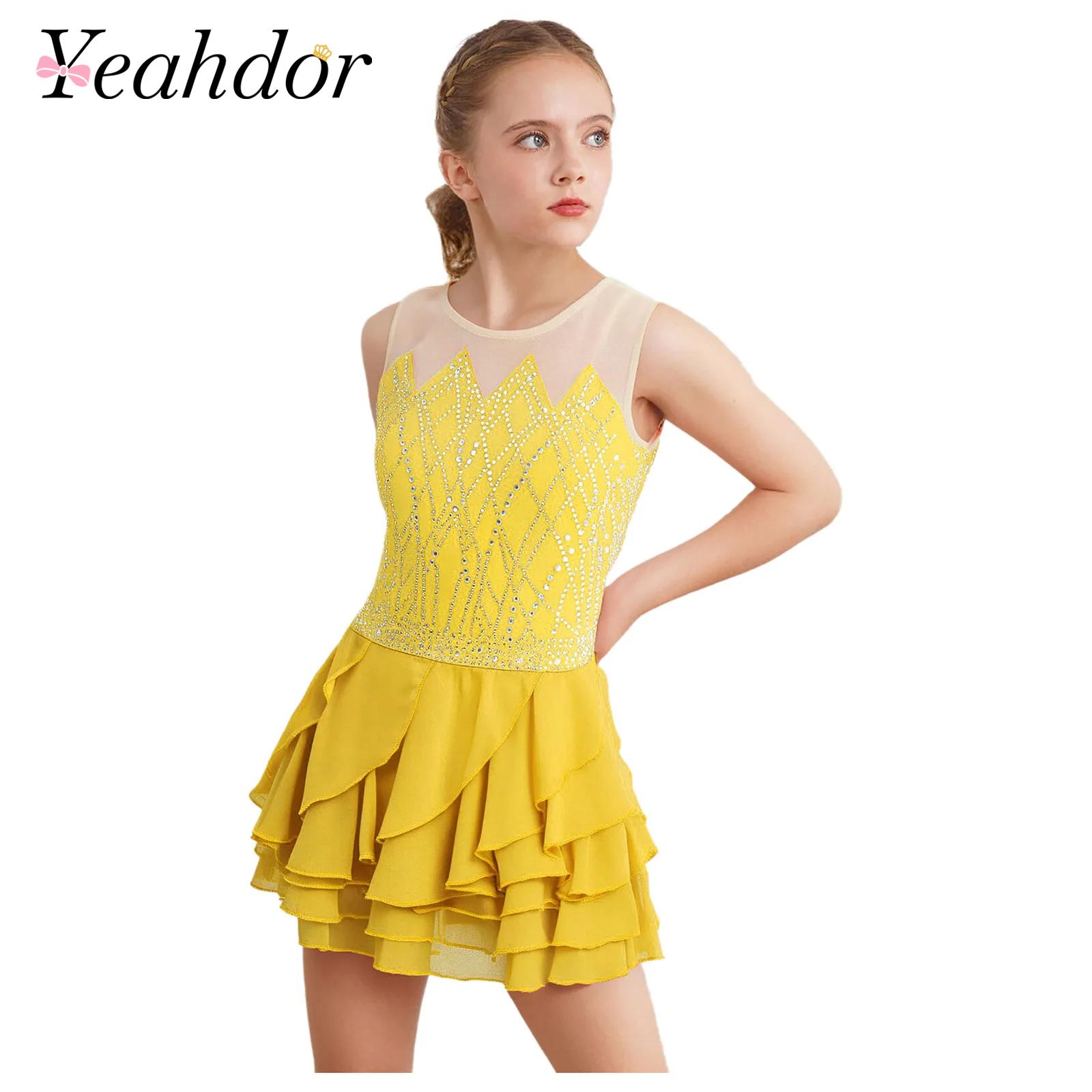 Girls Mesh Figure Skating Dres - Sewing Vest reseña y precio